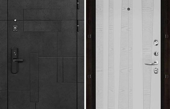 Дверь входная Флагман Доминион, цвет Бетон черный, панель - trend цвет chiaro patina argento (ral 9003) Chiaro Patina Argento (Ral 9003)