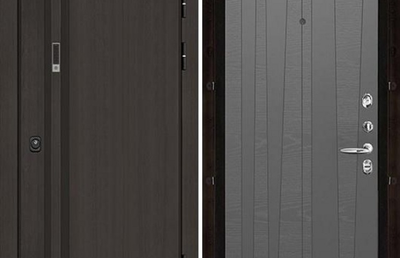 Дверь входная уличная Элит Термо, цвет Темный дуб, панель - trend цвет grigio (ral 7015) Grigio (Ral 7015)