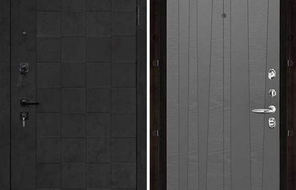Дверь входная Quadro, цвет бетон графит темный 10 мм, панель - trend цвет grigio (ral 7015) Grigio (Ral 7015)
