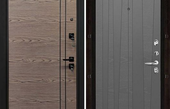 Дверь входная Liberty V2 (Либерти), цвет v2 Дуб коньяк, панель - trend цвет grigio (ral 7015) Grigio (Ral 7015)