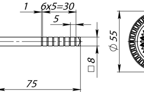 Ручка поворотная BKW8RCL55 (BKW8/CL) ABL-18 темная медь ABL темная медь