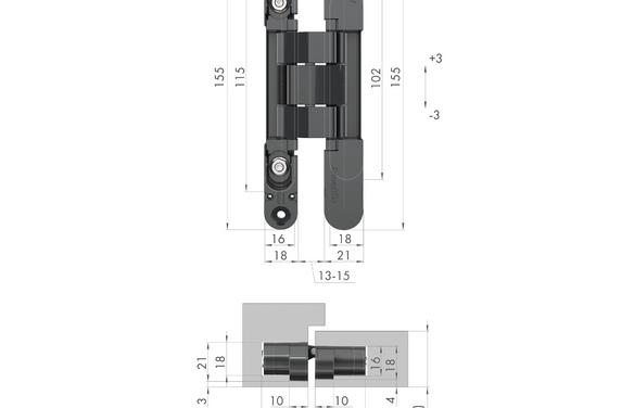 Петля скрытой установки U3D2400VPG SC мат хром TECH SC матовый хром
