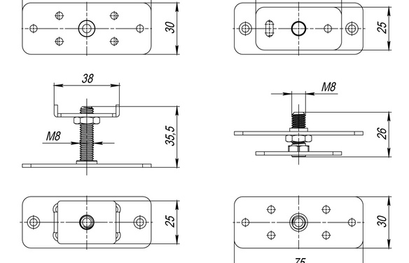 Комплект монтажных пластин SLDComfort-PRO/telescopestatic door plates CP хром