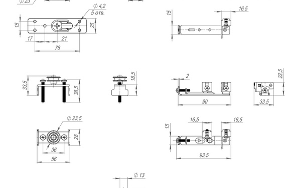 Комплект для синхронного открывания дверей SLDComfort-PROSET4synchron/80 (Comfort - PRO SET 4) CP хром