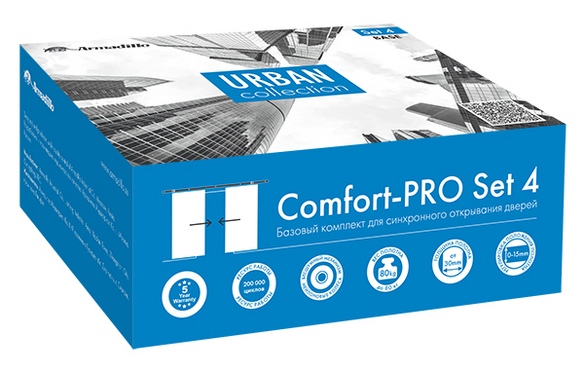 Комплект для синхронного открывания дверей SLDComfort-PROSET4synchron/80 (Comfort - PRO SET 4) CP хром