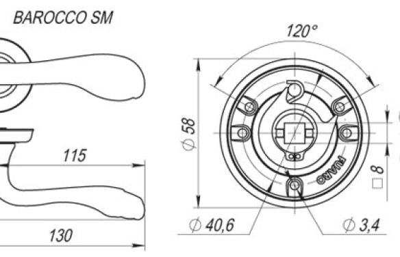 Ручка раздельная RSM58BAROCCO (BAROCCO SM) GOLD-24 золото 24К GOLD-24 золото 24К