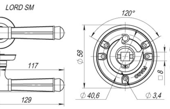 Ручка раздельная RSM58LORD (LORD SM) MAB-6 темная бронза MAB темная бронза