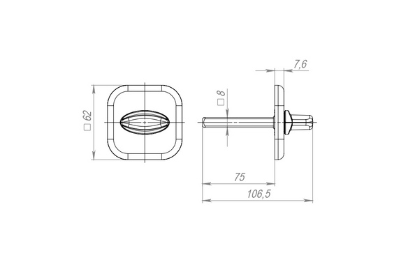 Ручка поворотная BKW8x75KTRD62 BL-24 черный ПЛАСТИК BL черный