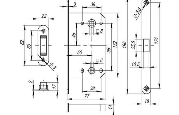 Защелка врезная MAGNM96WC-50 (M96WC-50) SSC сатинированный хром SSC сатинированный хром