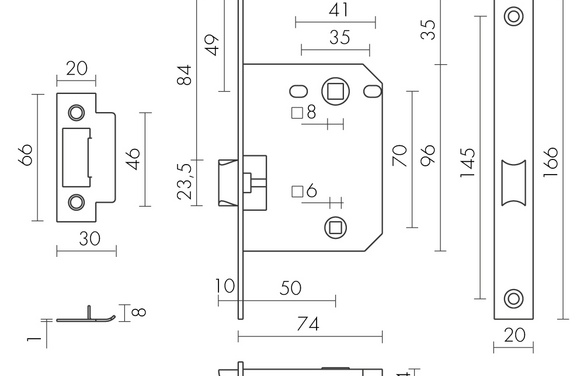 Защелка врезная PLASTP72-50 (P72-50) BL черный BL черный