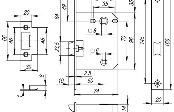 Защелка врезная PLASTP72-50 (P72-50) AB бронза AB Бронза