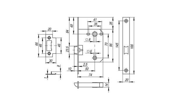 Защелка врезная PLASTP72-50 (P72-50) SSC сатинированный хром SSC сатинированный хром