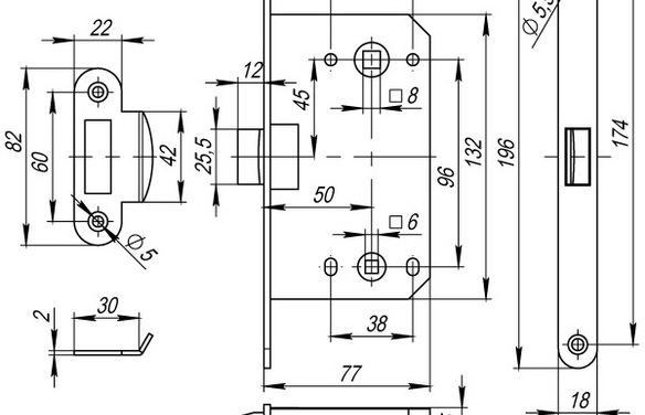 Защелка PLASTP96WC-50 (P96WC-50) AB бронза AB Бронза
