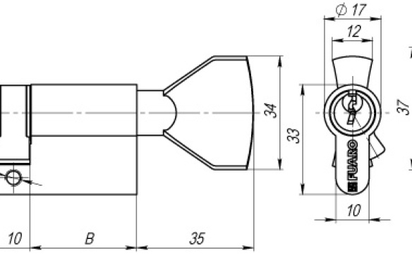Цилиндровый механизм (100 CM/80) 1000CMKnob80(35+10+35) CP хром 3Key с вертушкой CP хром