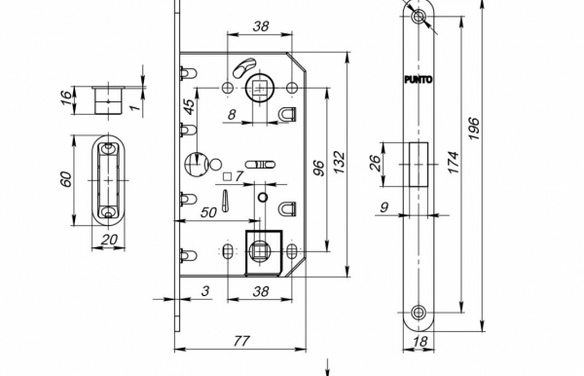 Защелка врезная магнитная ML96WC-50/BL BL (черный) блистер BL черный