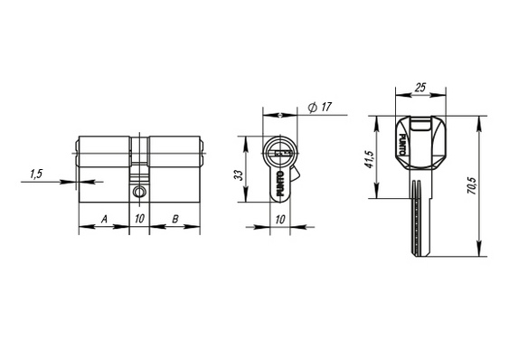 Цилиндровый механизм (Z400/90) Z4000Key90(35+10+45) CP хром  CP хром