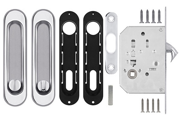 Защелка с ручками для раздвижных дверей SHSL152KIT011-BK (Soft LINE SL-011) СP-8 хром CP хром