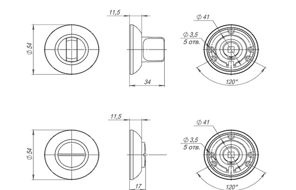 Ручка поворотная BK6RJR54 (BK6 JR) SN/CP-3 матовый никель/хром SN матовый никель/CP хром