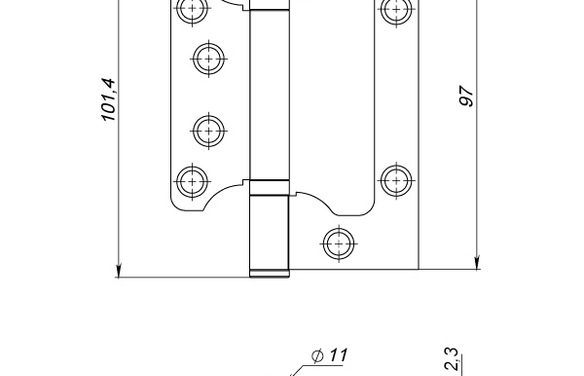 Петля универсальная без врезки IN4000W BL (100/P-2B 100x23) черный BL черный