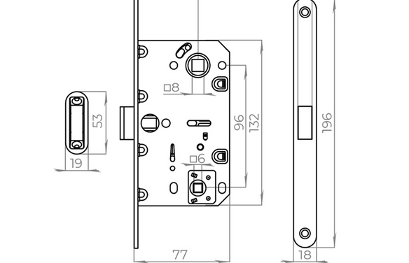 Защелка врезная MAGNLN96WC-50 (LN96WC-50) AB бронза AB Бронза