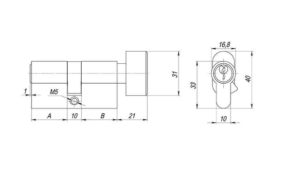 Цилиндровый механизм (AX102/70) AX1002Knob70 (30+10+30)/HD CP хром 4Key с вертушкой CP хром