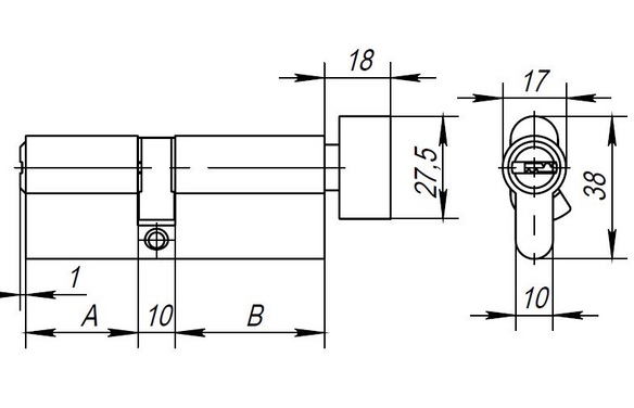 Цилиндровый механизм (AX202/80) AX2002Knob80 (30+10+40) CP хром с вертушкой CP хром