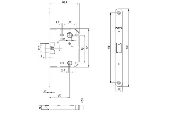 Защелка PLASTPL70X-R20 (PL70X-R20 SN) (врезная) SN мат никель упаковка SN МатНикель