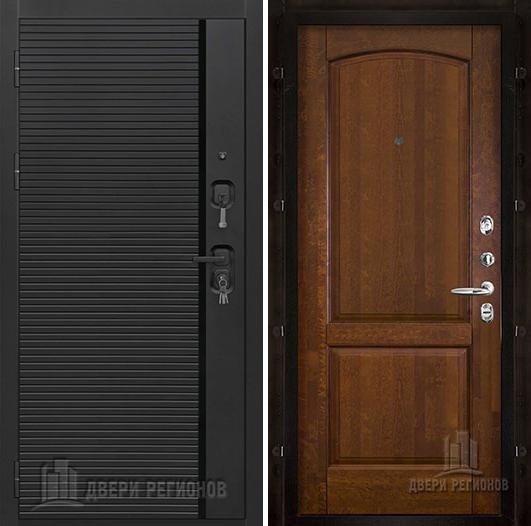 Дверь входная Президент Стайл зеркало, цвет Чёрная Мягкая Шагрень, панель Фоборг цвет