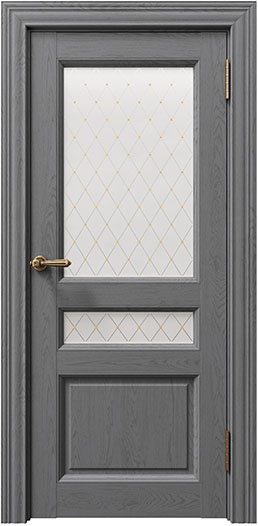 Дверь межкомнатная Соренто (Sorrento) 80014 атрацит soft touch остекленная золото Атрацит Soft touch
