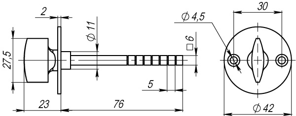 Ручка поворотная BK6RSB30 (SB-30/6) CP-8 хром CP хром