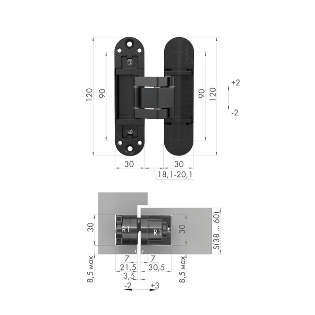 Скрытая петля Universal 3300, цвет: BL черный