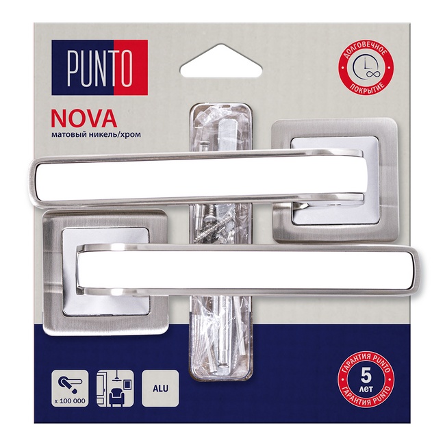 Ручка дверная Nova LM/A K.QR52, цвет: SN матовый никель/CP хром