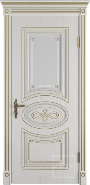 Дверь Bianca патиной остекление Art Cloud, цвет: Bianco classic patina gold