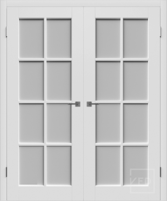 Дверь распашная двустворчатая Porta эмаль Polar стекло White Cloud, цвет: Polar