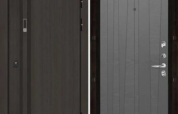 Дверь входная уличная Элит Термо, цвет Темный дуб, панель - trend цвет grigio (ral 7015) Grigio (Ral 7015)