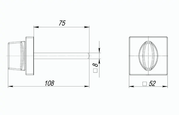 Ручка поворотная BKW8KUSQ52 (BKW8/USQ) SN-3 матовый никель SN МатНикель