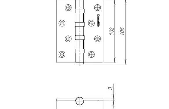 Петля универсальная IN4500UC-BL FSG 102x75x3 INOX304 флорентийское золото БЛИСТЕР FSG флорентийское золото