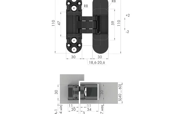 Петля скрытой установки U3D2000TG FSG флор золото  FSG флорентийское золото