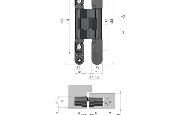 Петля скрытой установки U3D2400VPG SC мат хром TECH SC матовый хром