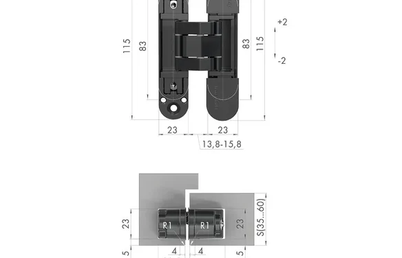 Петля скрытой установки U3D3000VPG AB бронза TECH AB Бронза