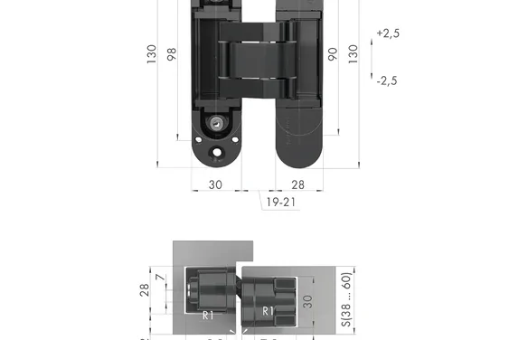 Петля скрытой установки U3D5000VPG SC матхром TECH SC матовый хром