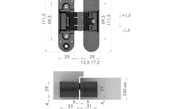 Петля скрытой установки U3D6000 SN (11160UN3D) мат никель SN МатНикель