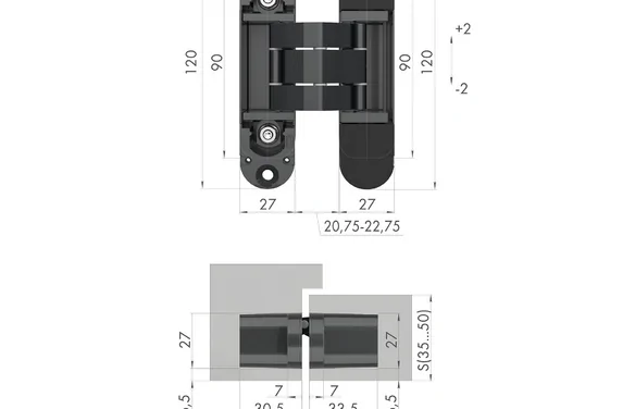 Петля скрытой установки U3D7000 BL (12060UN3D) черный TECH BL черный