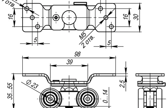 Комплект роликов для раздвижных дверей SLDComfortSETrollers/60 (DIY Comfort 60/4 kit) CP хром