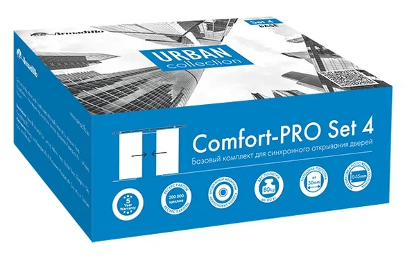 Комплект для синхронного открывания дверей SLDComfort-PROSET4synchron/80 (Comfort - PRO SET 4) CP хром