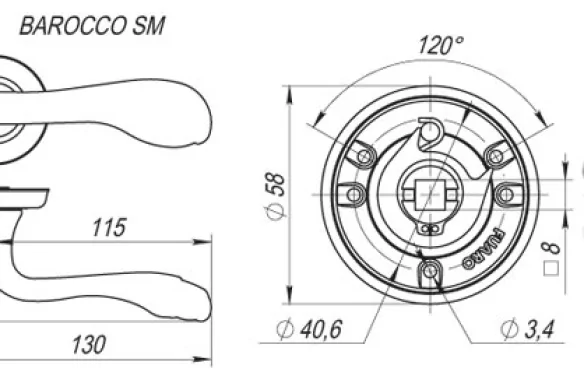 Ручка раздельная RSM58BAROCCO (BAROCCO SM) GOLD-24 золото 24К GOLD-24 золото 24К