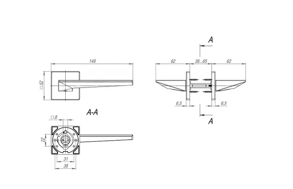 Ручка раздельная KSL52PHANTOM (PHANTOM SL) GR-23 графит GR графит