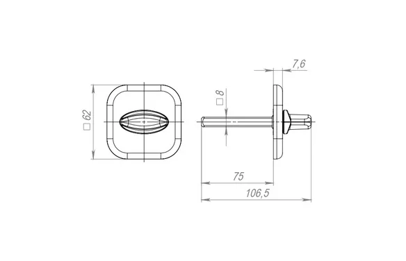 Ручка поворотная BKW8x75KTRD62 BL-24 черный ПЛАСТИК BL черный