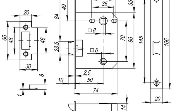Защелка врезная PLASTP72-50 (P72-50) AB бронза AB Бронза