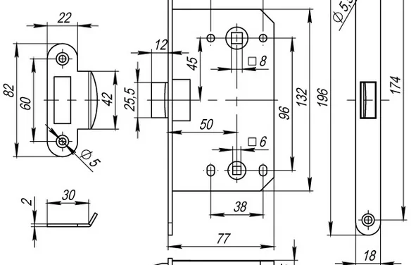 Защелка PLASTP96WC-50 (P96WC-50) AB бронза AB Бронза